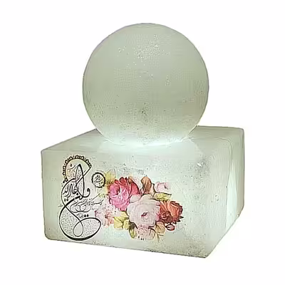 آباژور سنگ نمک مدل گوی و مکعب طرح آیه دار کد 431