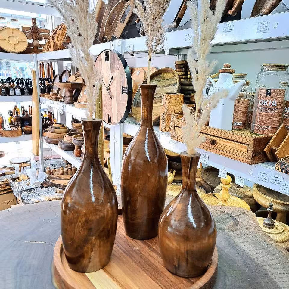 گلدانسه سایز چوبی طرح اشک