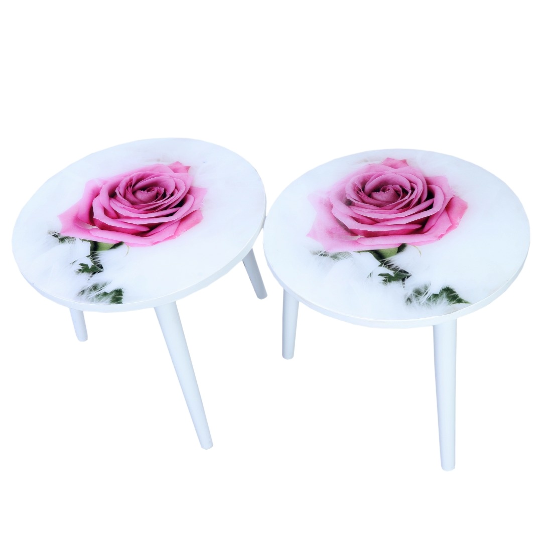 میز عسلی مدل گل رز مجموعه 2 عددی