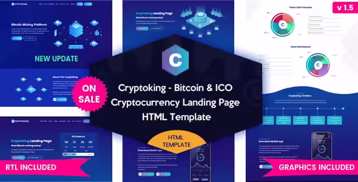 دانلود قالب HTML لندینگ کریپتوکارنسی و بیتکوین Cryptoking ICO