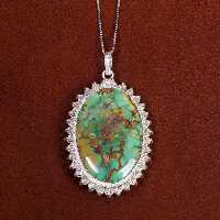 گردنبند فیروزه زنانه کد 17579 - جواهری مشاهیر