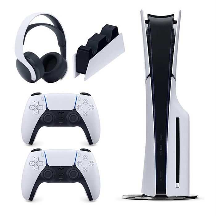 کنسول بازی سونی PlayStation 5 Slim ظرفیت 1 ترابایت | همراه دسته اضافه و پایه شارژر و هدست