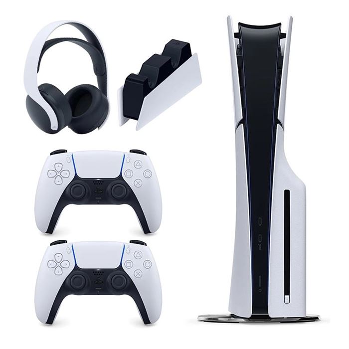 کنسول بازی سونی PlayStation 5 Slim ظرفیت 1 ترابایت | همراه دسته اضافه و پایه شارژر و هدست