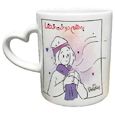 ماگ مدل دسته قلبی طرح عاشقانه کد 177