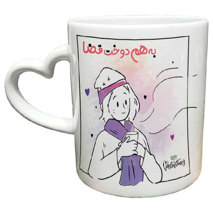 ماگ مدل دسته قلبی طرح عاشقانه کد 177