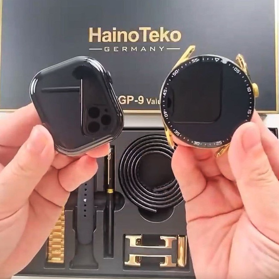 پک ساعت هوشمند برند هاینو تکو  GP 9و GP 10  شامل کمربند خودکار  2عدد ساعت و کیف پول قیمت 2890000تومان فروش  تک و عمده