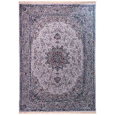 فرش ماشینی زمرد مشهد مدل 55007 زمینه کرم