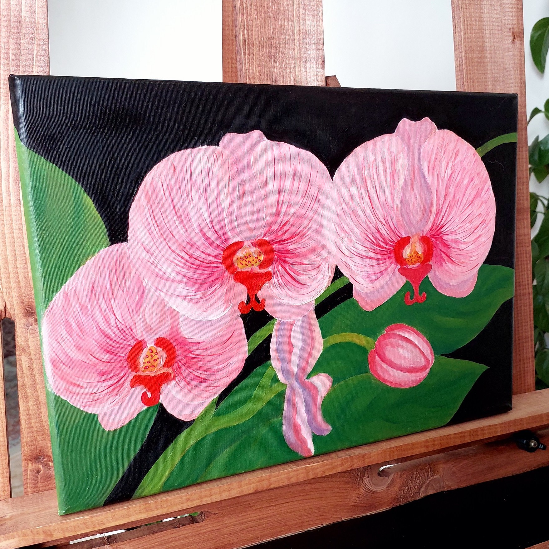 تابلو دکوراتیو رنگ روغن روی بوم، کار دست، گل ارکیده، مدرن، دیوارکوب زیبا