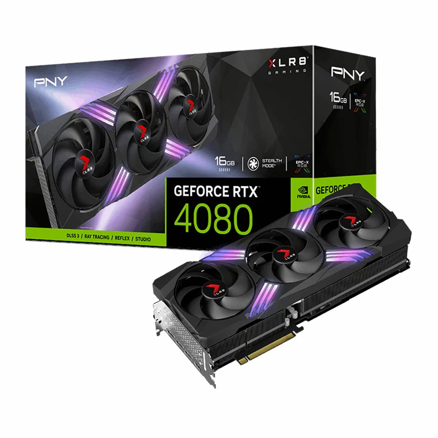 کارت گرافیک پی ان وای RTX 4080 16GB XLR8 Gaming VERTO EPIC-X RGB Triple Fan