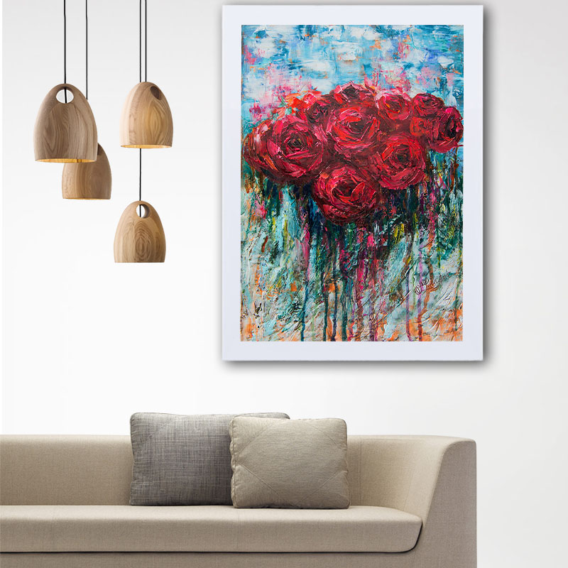 تابلو گالری استاربوی طرح گل رز مدل هنری L67