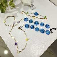 ست بند عینک و دستبند مدل ساحلی (سنگ آبی خورشیدی)  