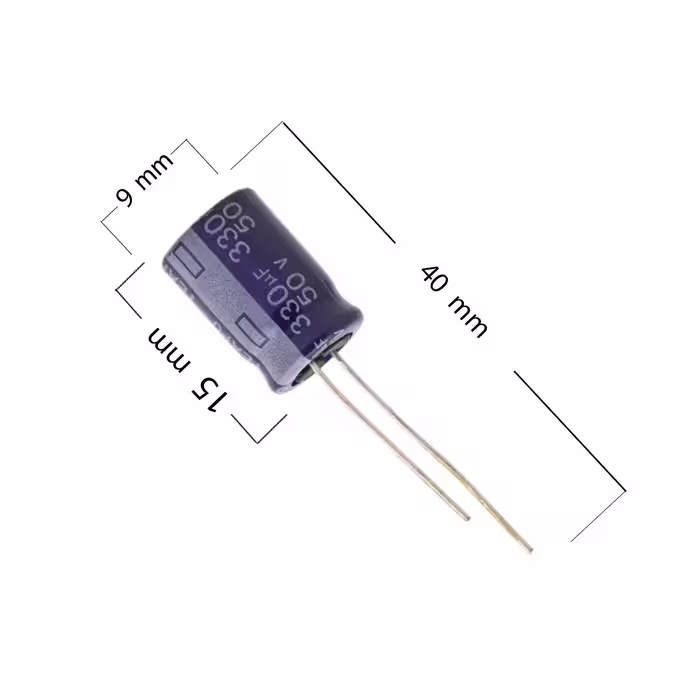 خازن الکترولیت 330 میکرو فاراد کد v بسته 5 عددی