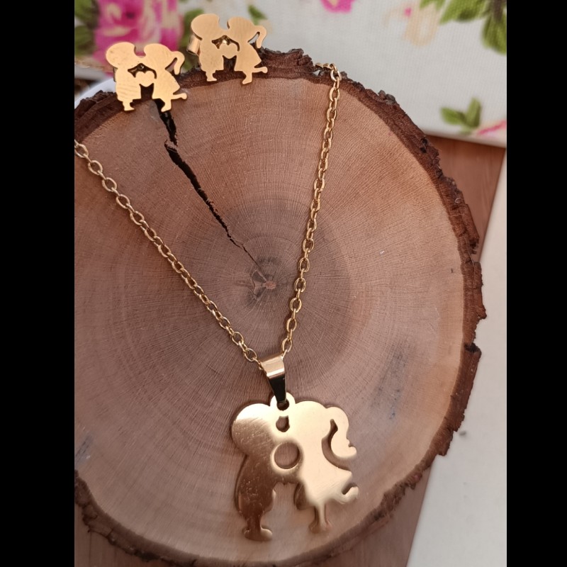 نیم ست طلایی رنگ ثابت طرح عشق(کد 42)