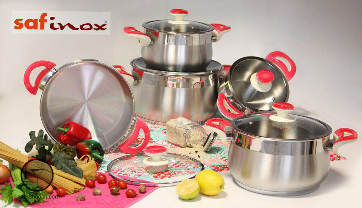 سرویس قابلمه استیل 10پارچه سافینوکس مدل گلد