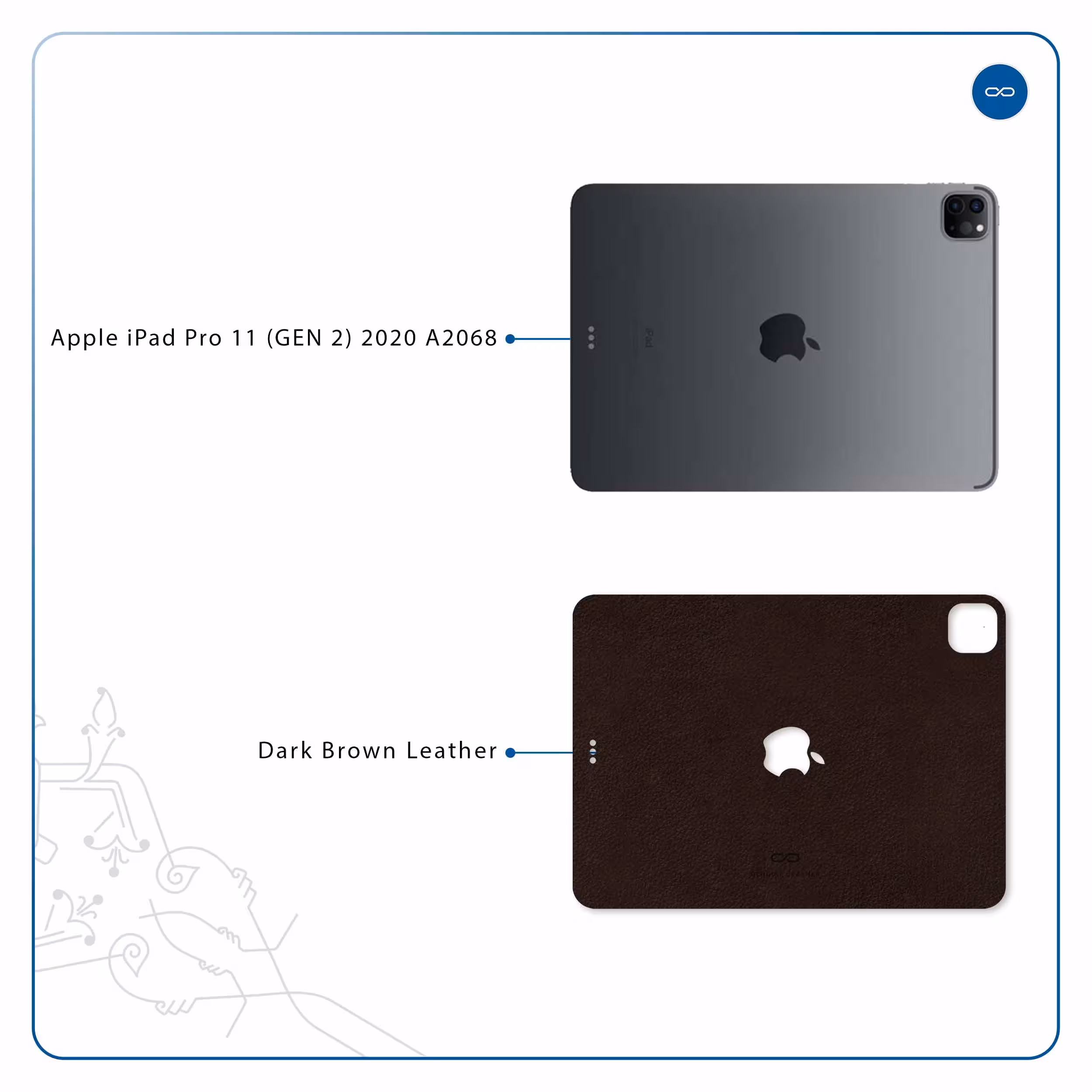 برچسب پوششی ماهوت مدل Dark-Brown-Leather مناسب برای تبلت اپل iPad Pro 11 (GEN 2) 2020 A2068
