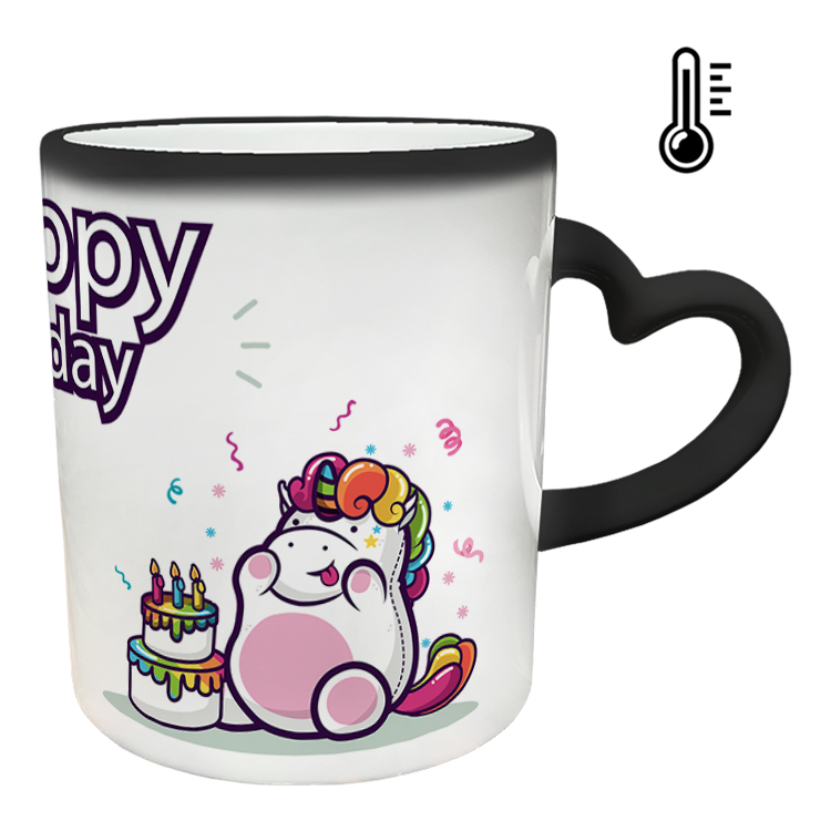 ماگ حرارتی مدل دسته قلبی طرح یونیکورن کد 11