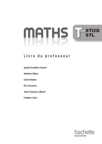 خرید و دانلود نسخه کامل کتاب Mathématiques Term. STI2D/STL - Livre professeur - Ed. 2012