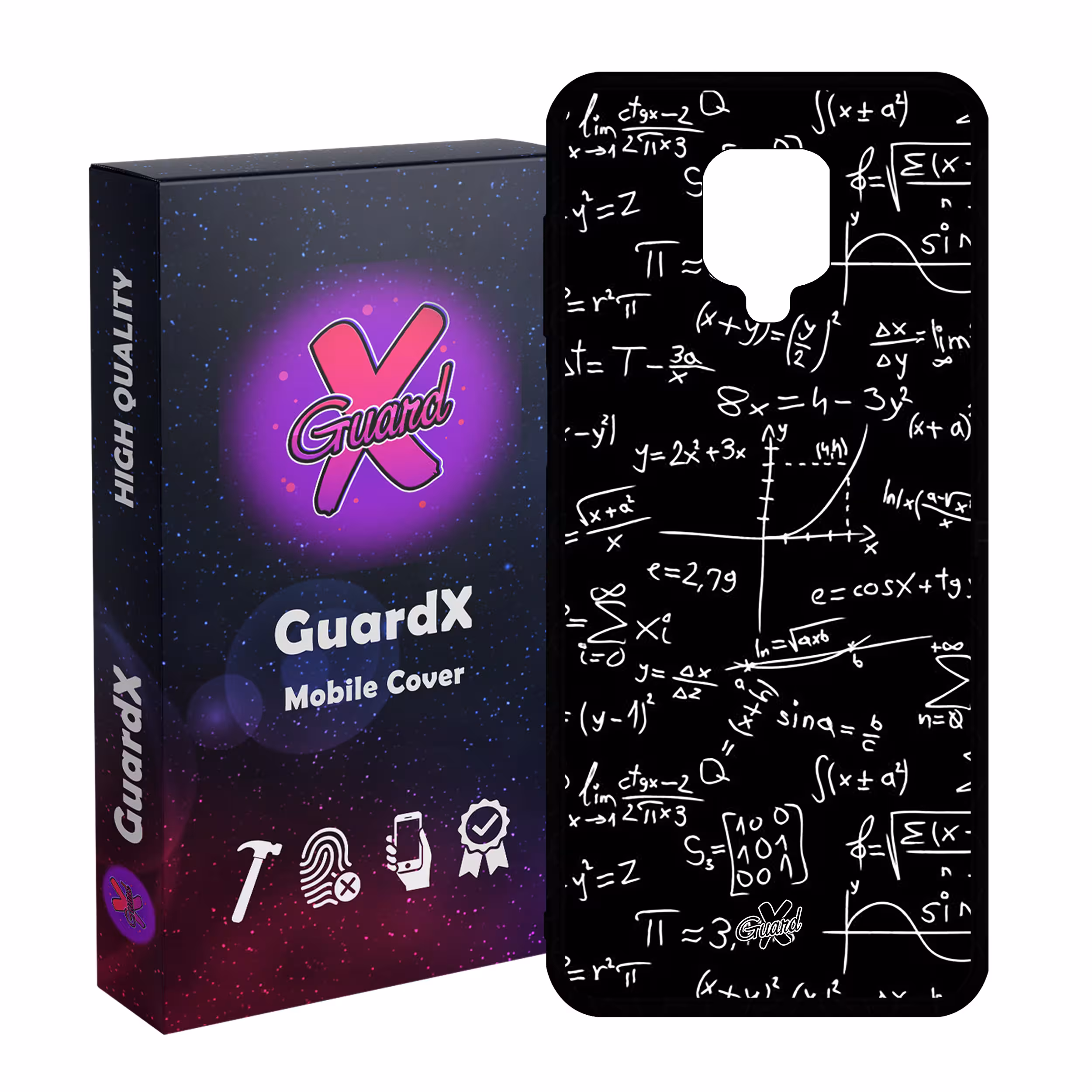 کاور گارد ایکس طرح ریاضی مدل Glass10528 مناسب برای گوشی موبایل شیائومی Redmi Note9 Pro/Note 9 Pro Max/Redmi Note 9S/MI Poco M2 Pro