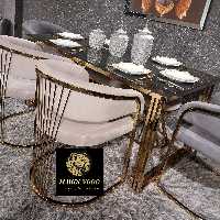 میز ناهار خوری چهار نفره مدل وارلی فلز آبکاری شده کمیاب (پس کرایه) MAHDI WOOD