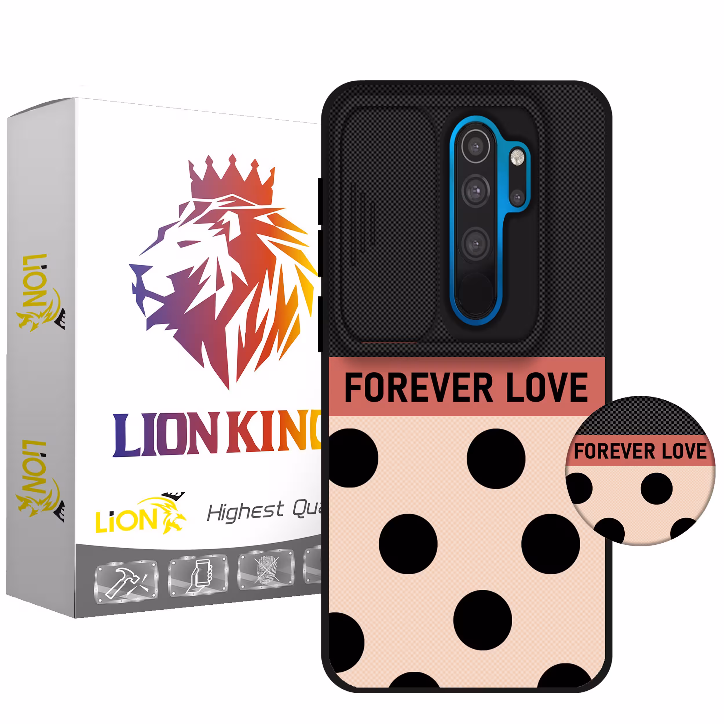 کاور لاین کینگ مدل FOREVER LOVE مناسب برای گوشی موبایل شیایومی Redmi Note 8 Pro به همراه پایه نگهدارنده