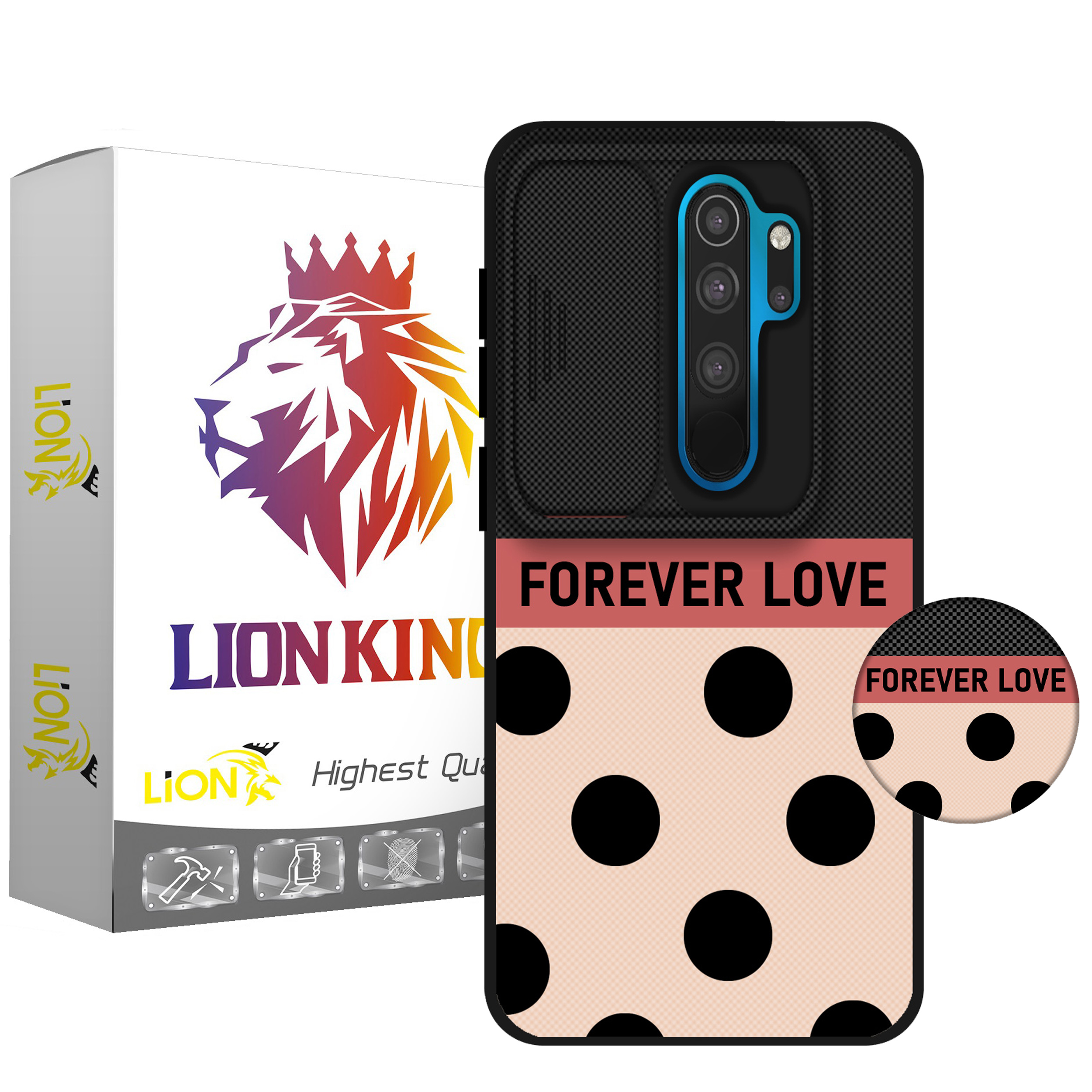 کاور لاین کینگ مدل FOREVER LOVE مناسب برای گوشی موبایل شیائومی Redmi Note 8 Pro به همراه پایه نگهدارنده