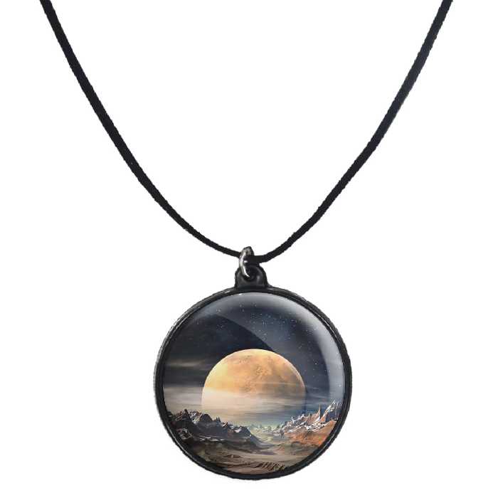 گردنبند پرمانه طرح سیاره ها کد pmb.25115 مدل دو طرفه