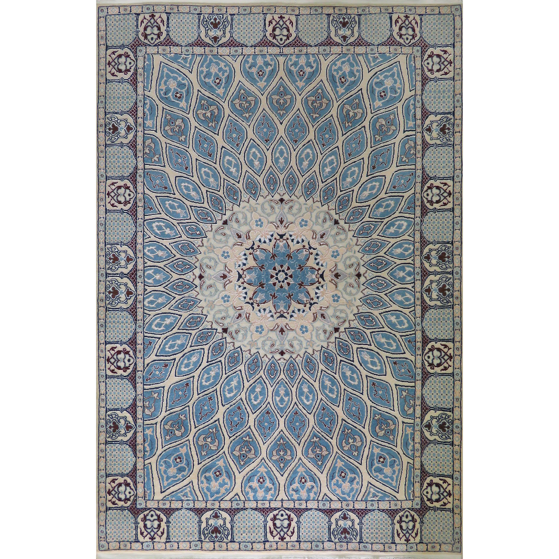 فرش دستبافت یک ونیم متری مدل نایین کد ۹۲۳