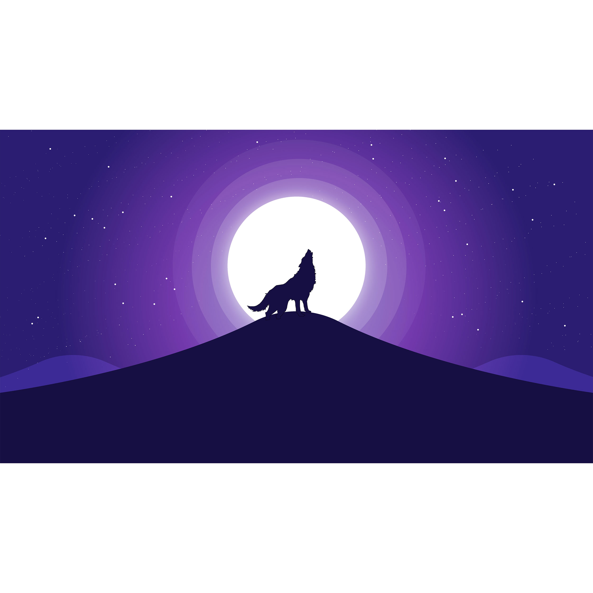 تابلو شاسی طرح زوزه گرگ و ماه و کوه مدل T7693