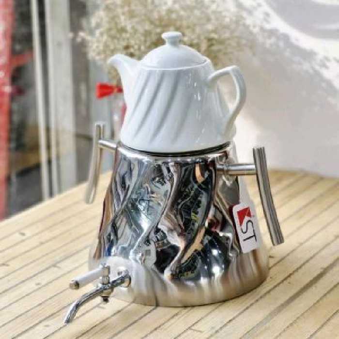 کتری قوری استیل و کف چدن برند kst