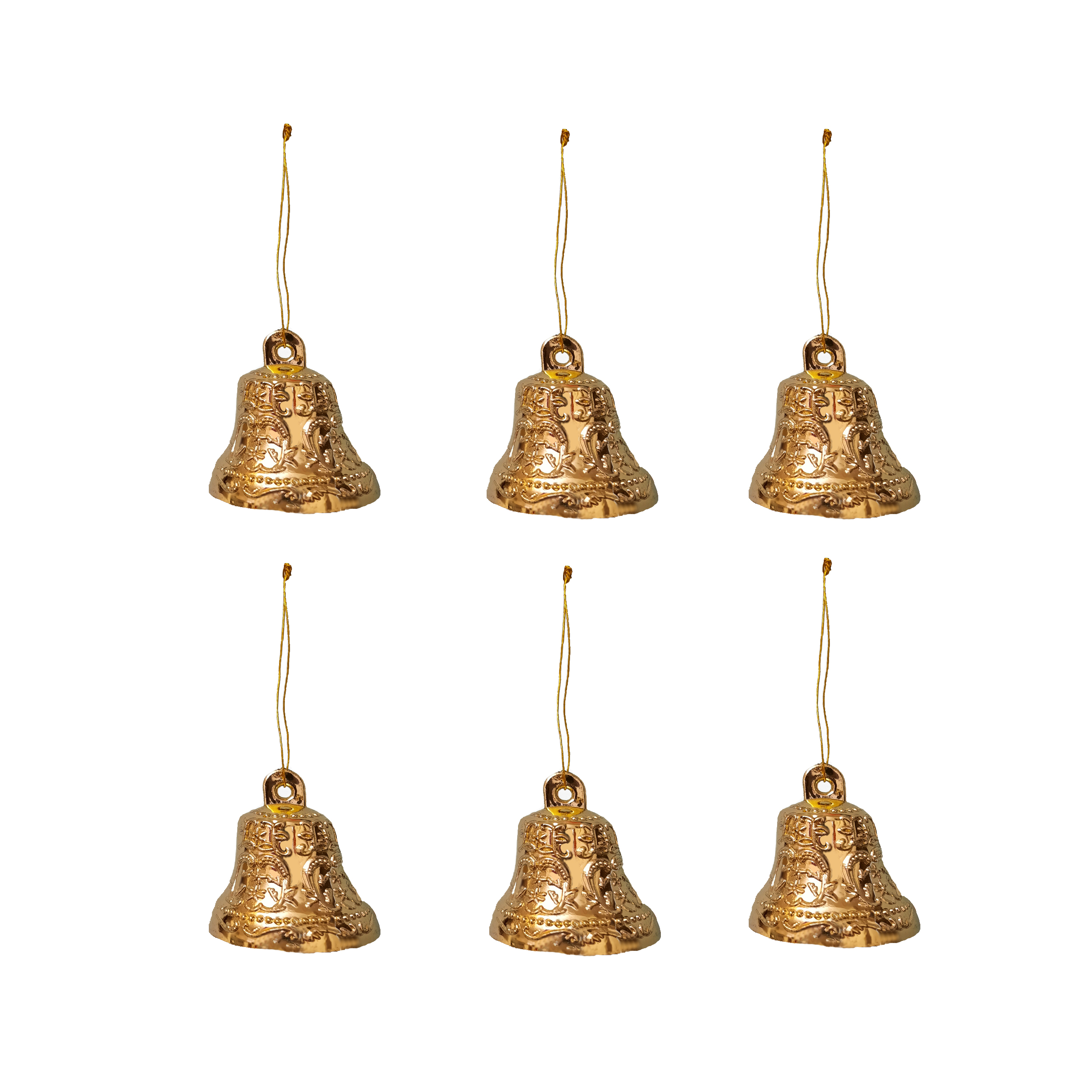 آویز تزیینی مدل کریسمس طرح زنگوله مجموعه 6 عددی