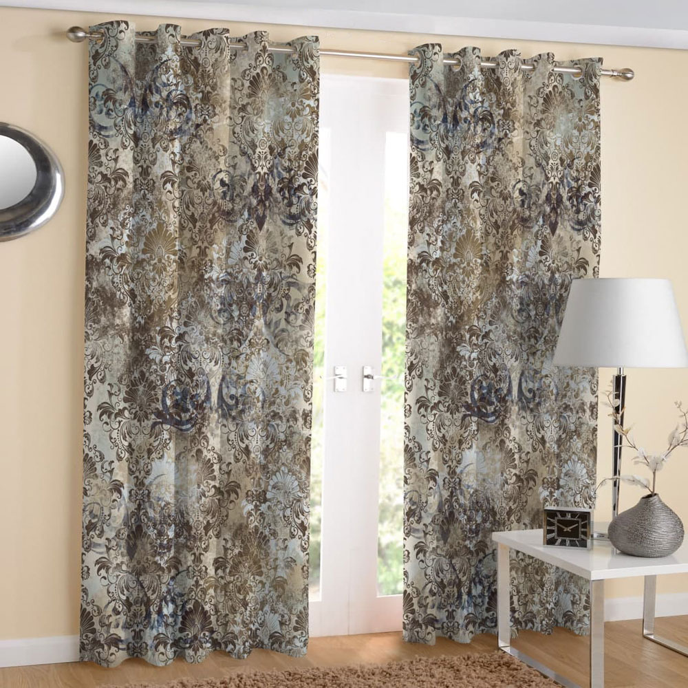 پرده مدل هازان چاپی طرح برگ پتینه داماس  کد 3297 سایز 280x140 سانتی متر