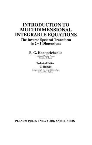 خرید و دانلود نسخه کامل کتاب Introduction to multidimensional integrable equations: the inverse spectral transform in 2 1 dimensions