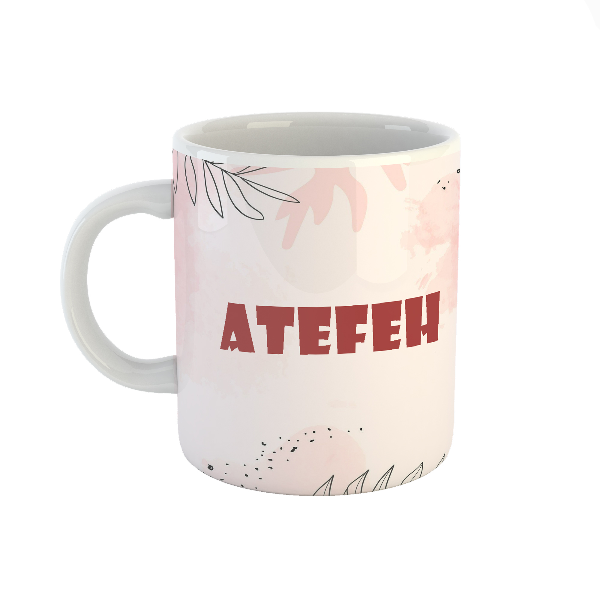 ماگ طرح اسم عاطفه مدل برگ کد 214