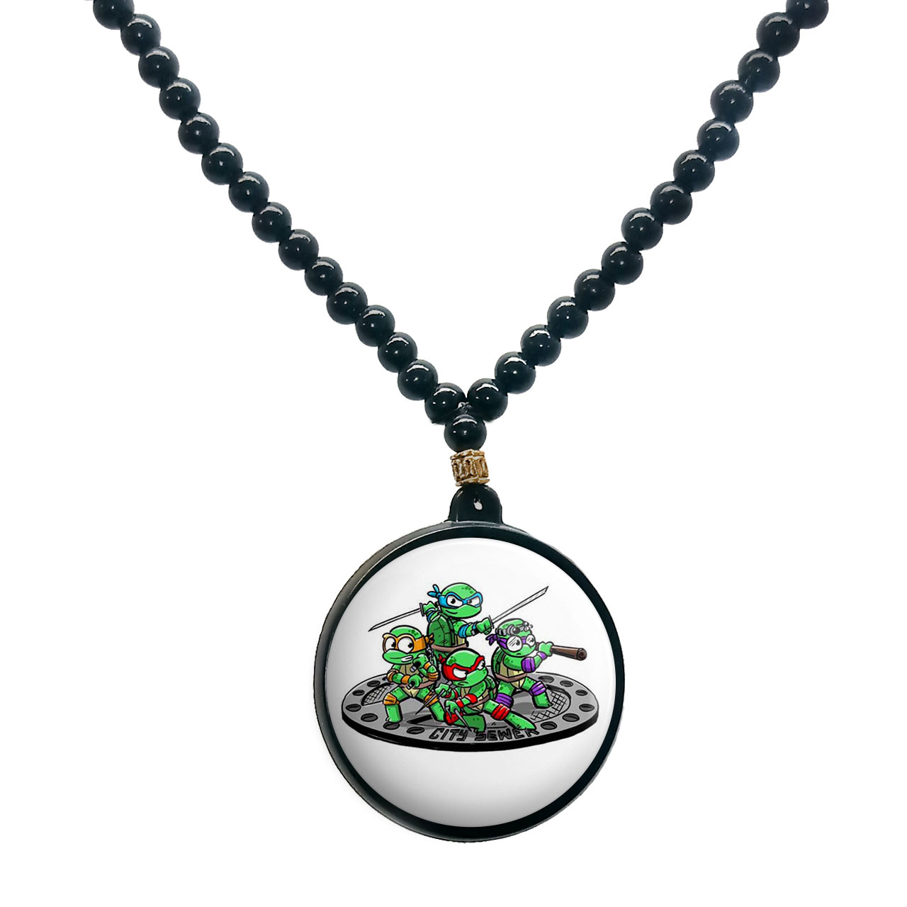 گردنبند پرمانه طرح لاکپشت‌های نینجا کد pmd.9954 مدل دو طرفه