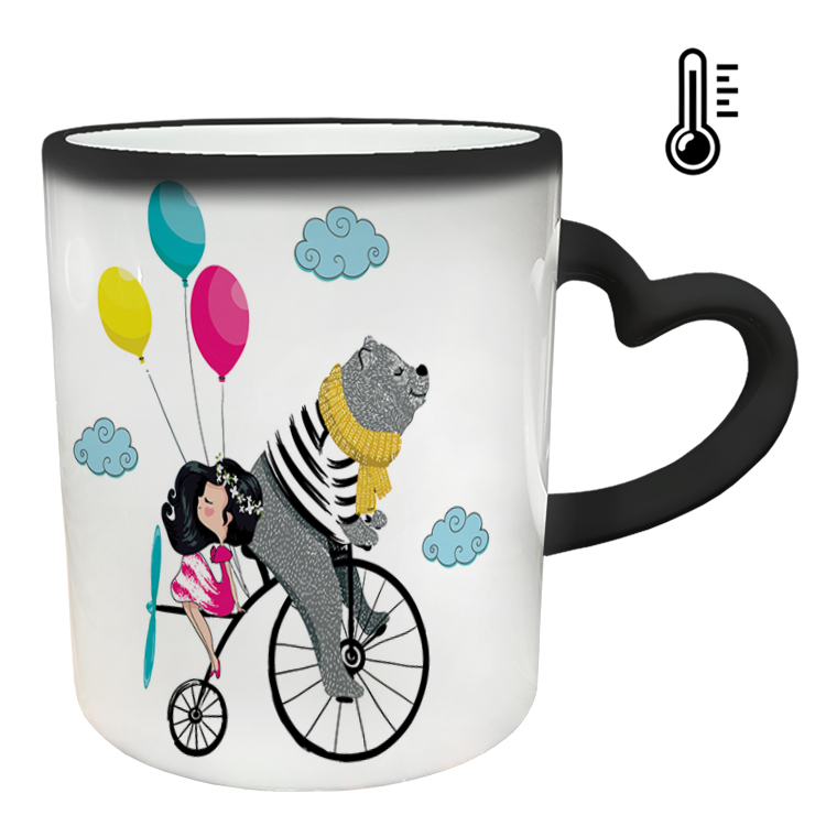 ماگ حرارتی مدل دسته قلبی طرح عاشقانه کد 70