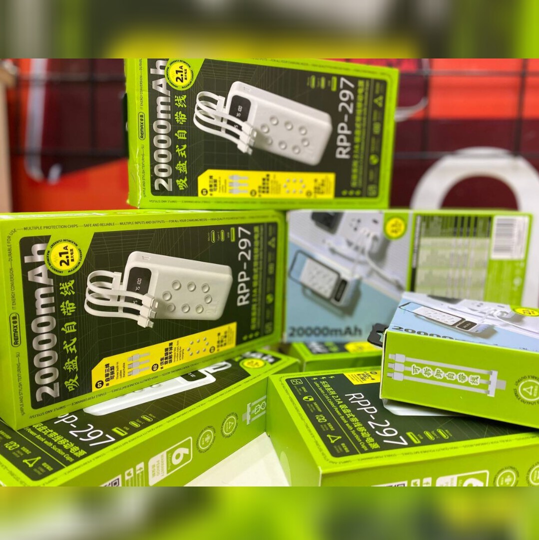 پاور بانک 20 هزار اصلی ریمکس مدل RPP297 صدرصد اورجینال کابل دار
