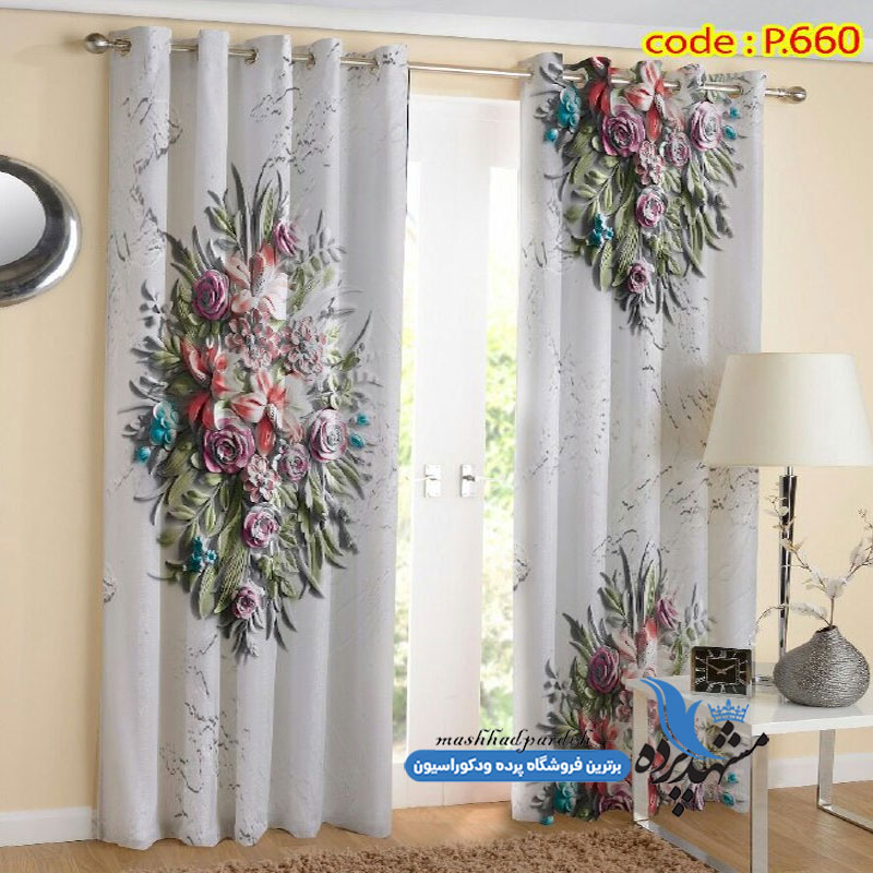 پرده پانچ طرح گلدار کد p-660