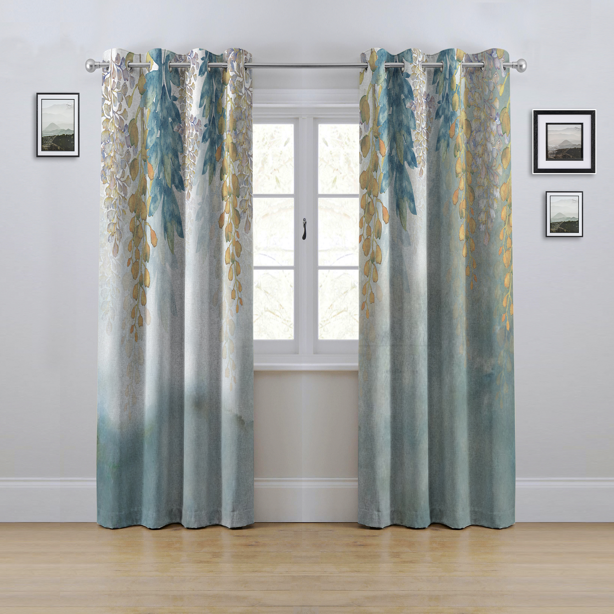 پرده مدل پانچی طرح آویز برگ سایز 280x145 سانتی متر