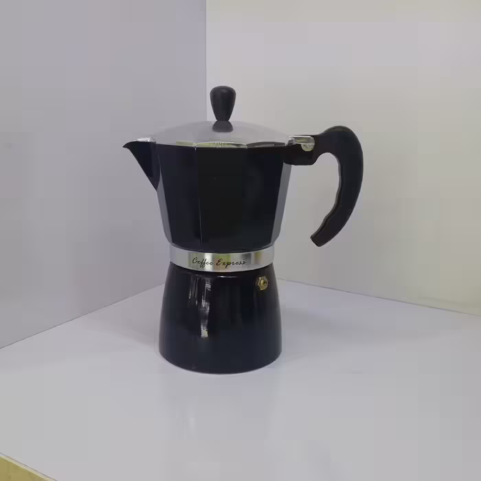 قهوه جوش رو گازی مشکی 6 کاپ آلومینیومی