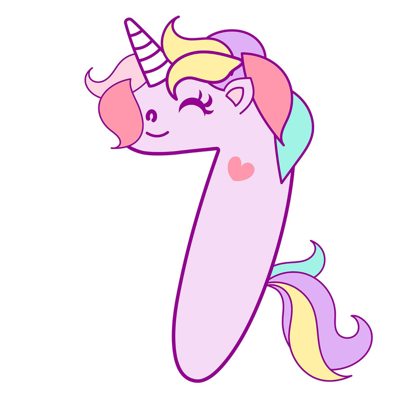 استند رومیزی تولد مدل عدد 7 طرح یونیکورن کد 867