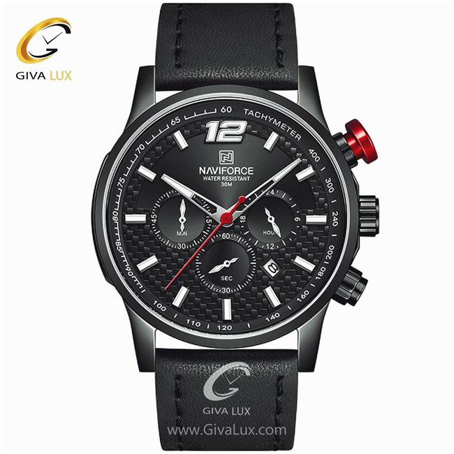 ساعت مچی مردانه بند چرم سه موتوره فول تایم نوی فورس NF8002