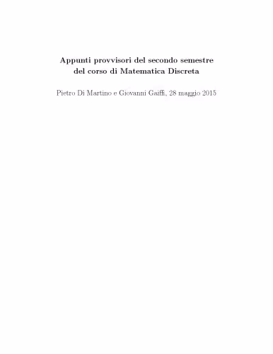 خرید و دانلود نسخه کامل کتاب Appunti provvisori del secondo semestre del corso di Matematica Discreta [Lecture notes]