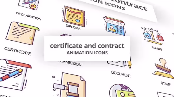 دانلود مجموعه آیکن متحرک Certificate &amp; Contract