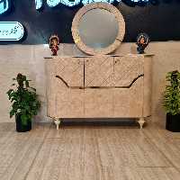 آینه و کنسول رنگ کرم طرح سنگ  آیینه کنسول کار شرکتی تمام وکیوم FRP ارسال به صورت پس کرایه طرح حصیری (پس کرایه)