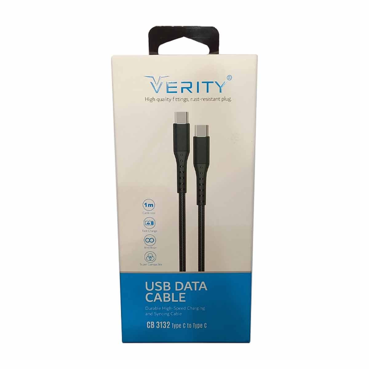 کابل دوسر تایپ سی سوپر فست وریتی Verity CB3132 ضمانت آسان سرویس Type c to TypeC