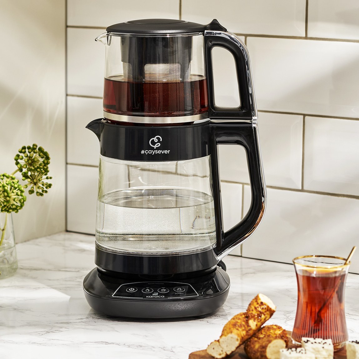 چایساز سخنگوی شیشه ای کاراجا رنگ نقره ای مدل KARACA CAYSEVER CAM KONUSAN 