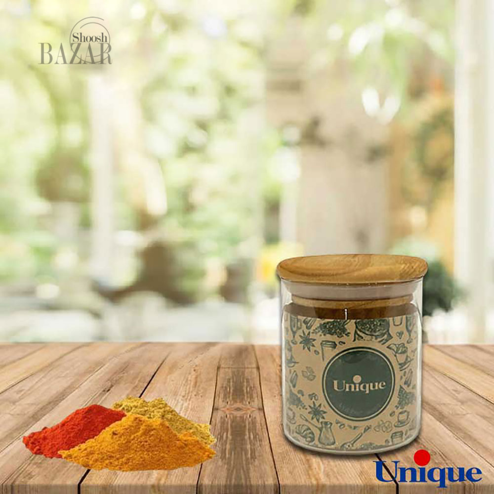 بانکه ادویه با درب چوبی یونیک کد 1304
