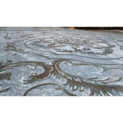 فرش ماشینی زمرد مشهد طرح پتینه کد TA109 زمینه طوسی