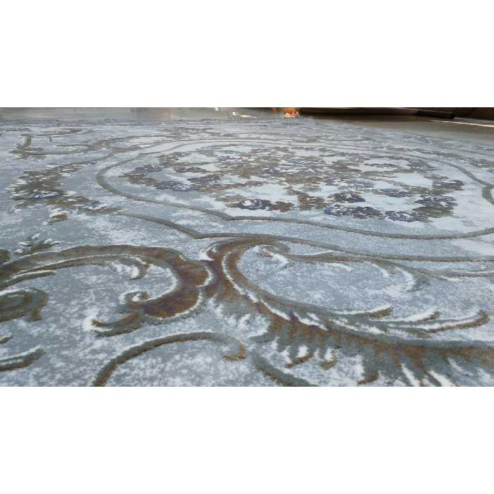 فرش ماشینی زمرد مشهد طرح پتینه کد TA109 زمینه طوسی