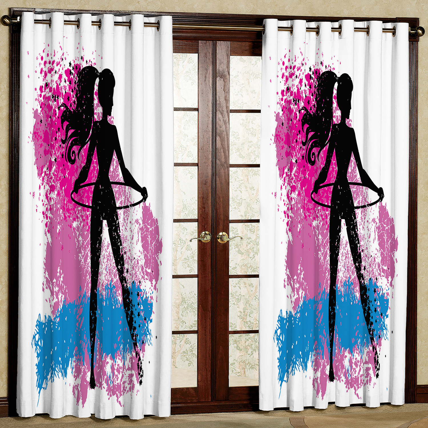 پرده مدل دختر سیاه سفید هازان پانچی کد 2036 سایز 140x200 سانتی متر